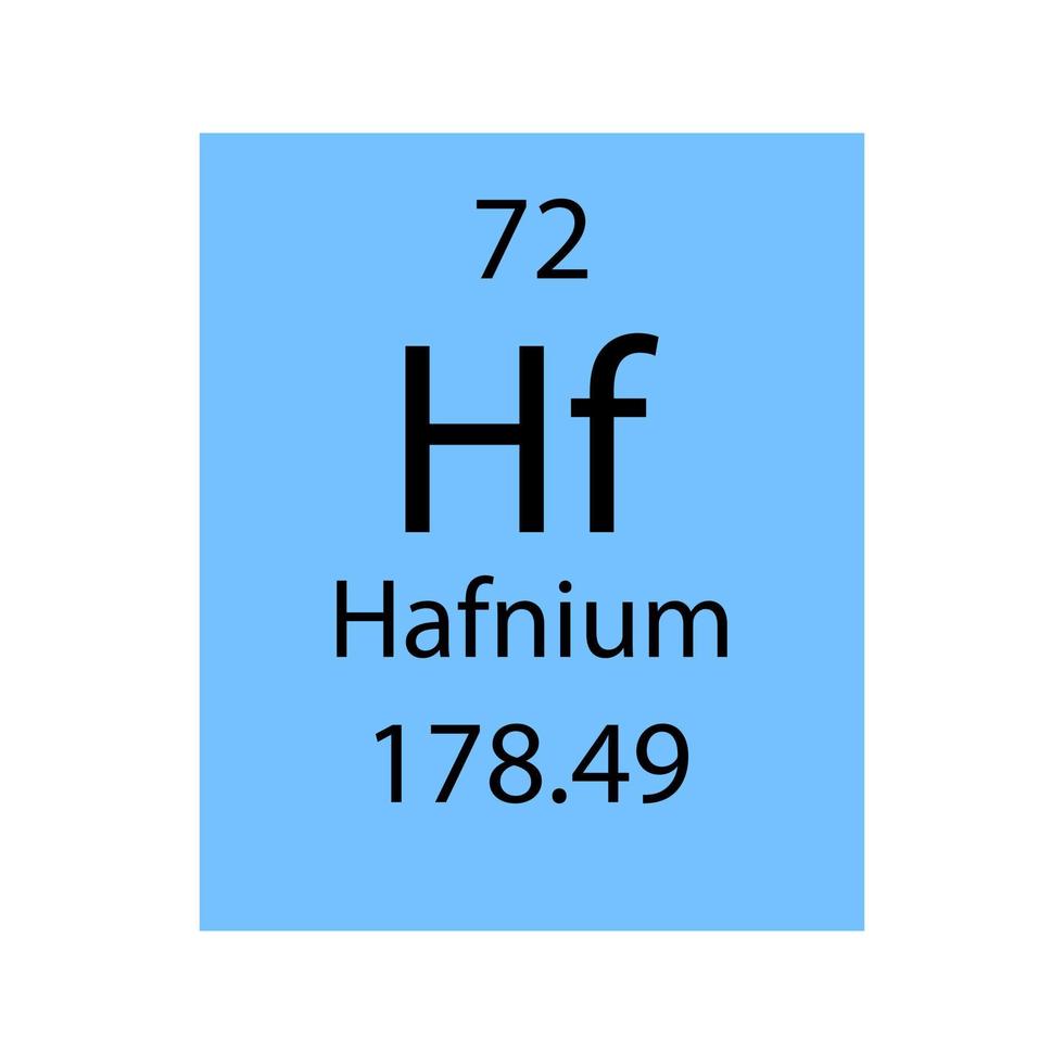 Hafnium symbol. Chemical element of the periodic table. Vector illustration.