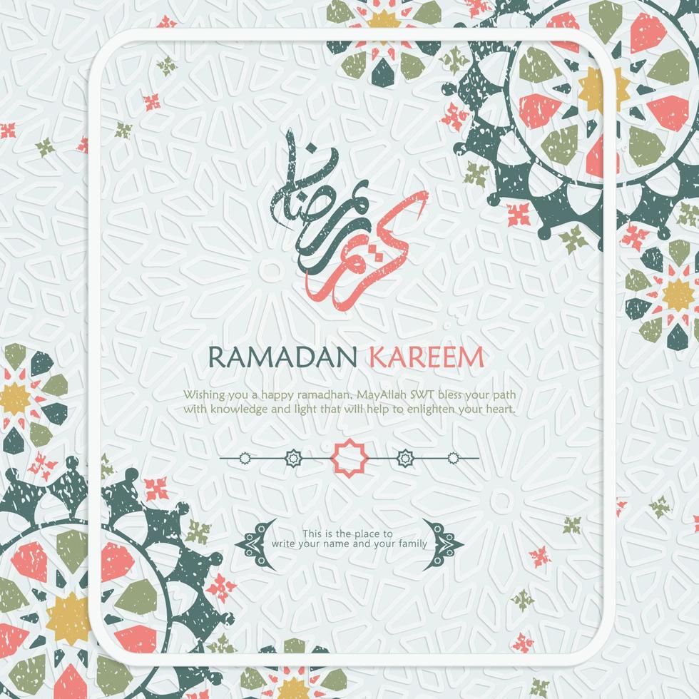 Ramadan in Arabic Calligraphy greeting card, with a new model ornament with a classic concept. vector Illustration