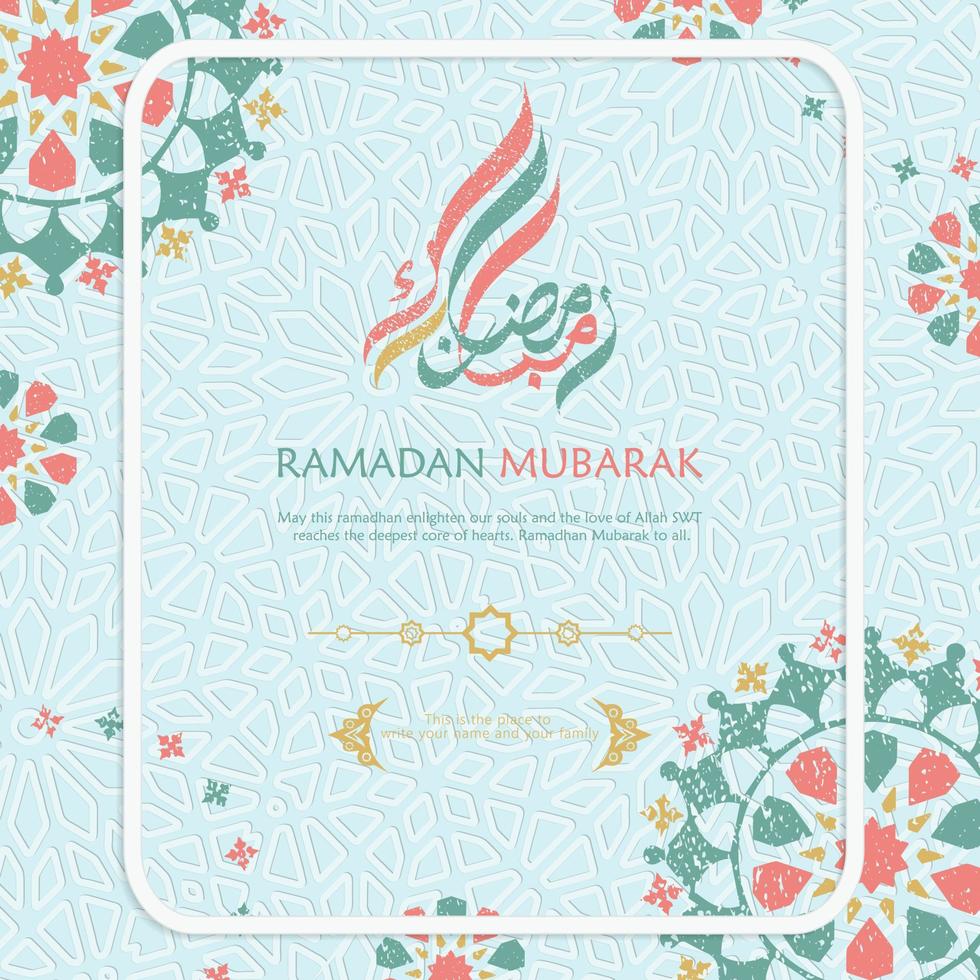 ramadán en tarjeta de felicitación de caligrafía árabe, con un nuevo modelo de adorno con un concepto clásico. ilustración vectorial vector