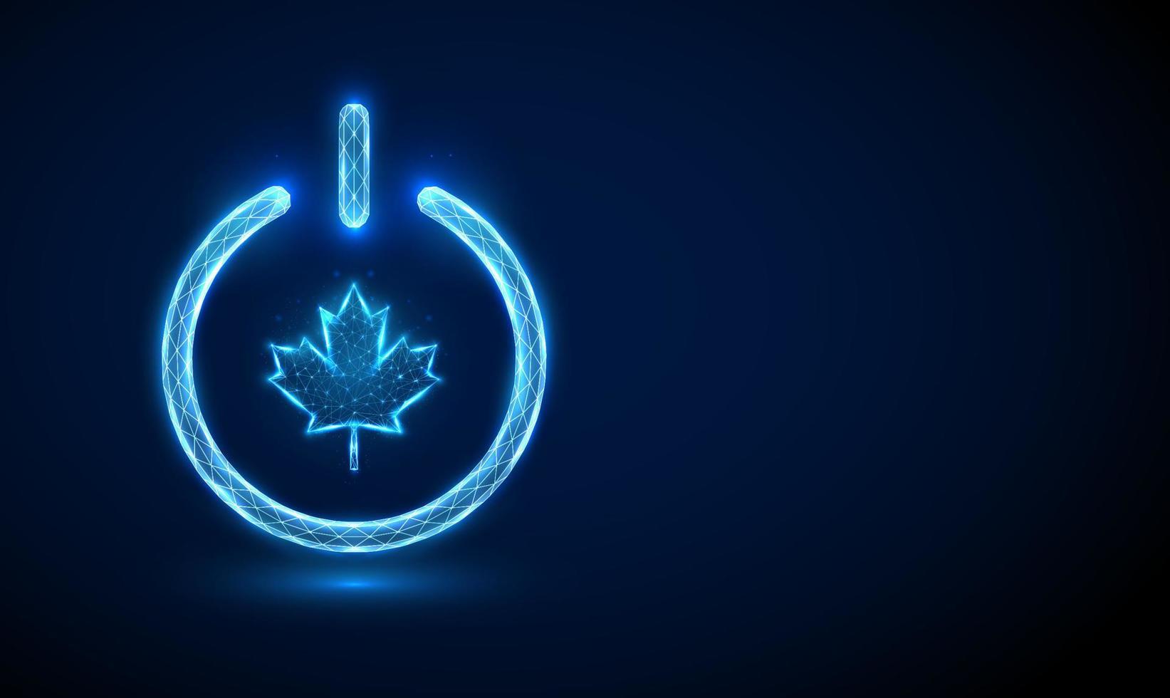 Abstract blue maple leaf shape in power button vector