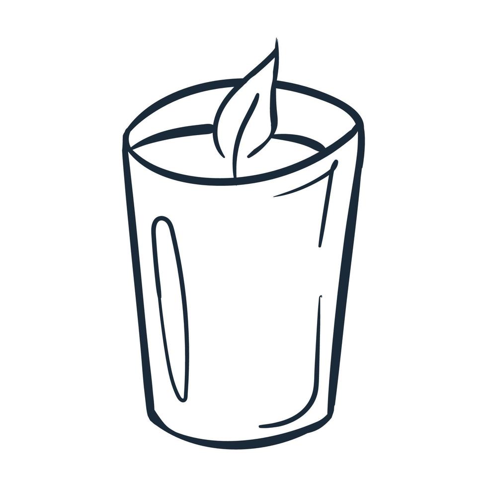 Candle line art. Vector illustration with scribbles on the theme of cozy autumn. Cute element for greeting cards, posters, stickers and seasonal design. Isolated on a white background.