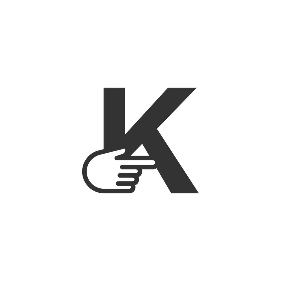 letra combinada con una ilustración de icono de cursor de mano vector