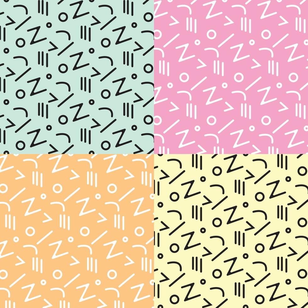 abstract line art background in four style color vector