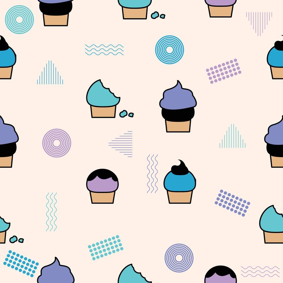 Cute chibi sweet ice cream foods colorful seamless pattern doodle kids baby kawaii premium vector