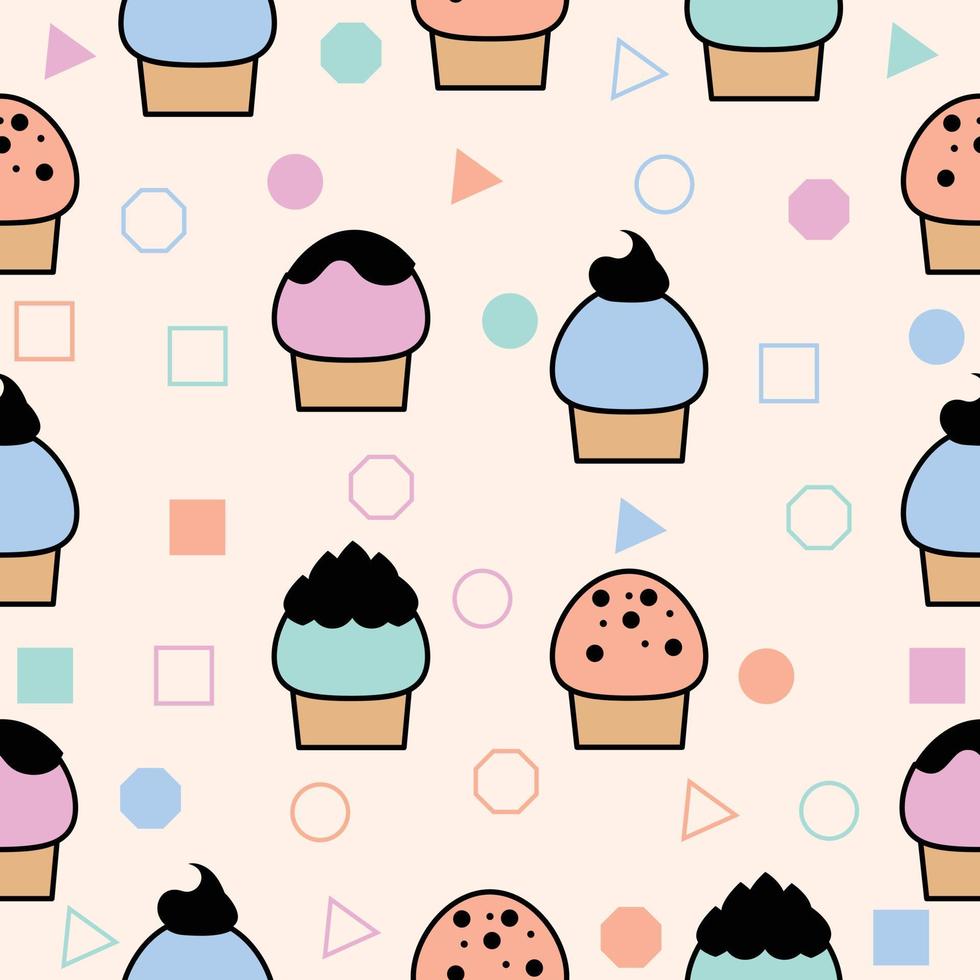 Cute chibi sweet ice cream foods colorful seamless pattern doodle kids baby kawaii premium vector