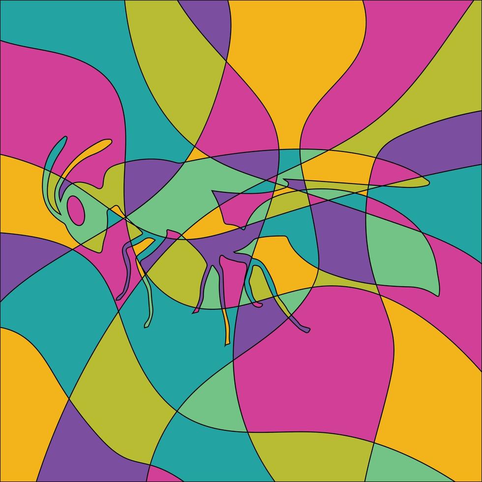 abstracto colorido insectos diseño cubismo surrealismo estilo premium vector