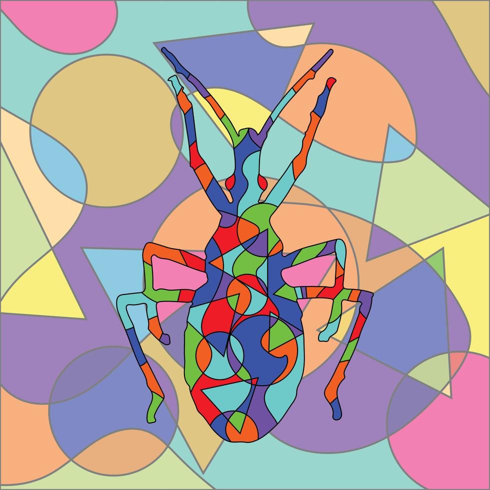 abstract colorful insects design cubism surrealism style premium vector