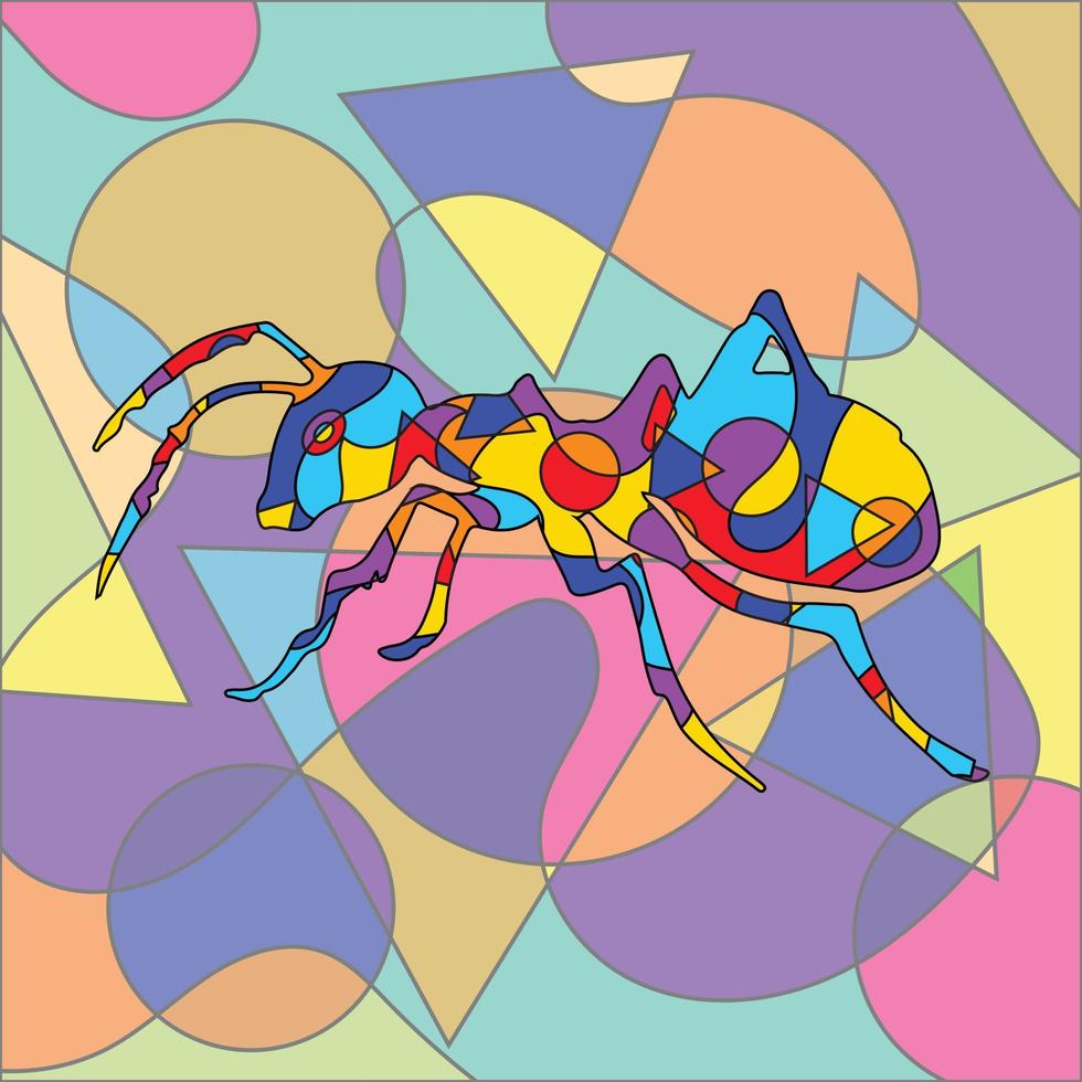 abstracto colorido insectos diseño cubismo surrealismo estilo premium vector