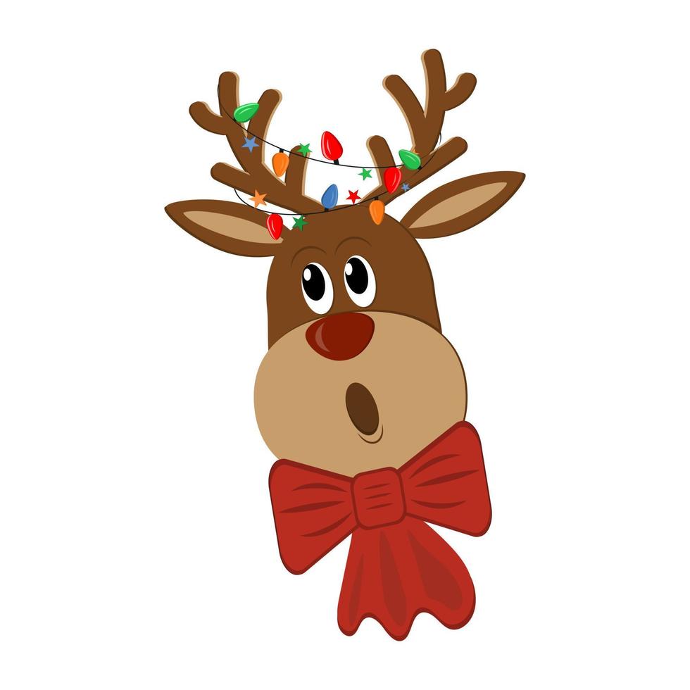 Reindeer Christmas character, vector illustration isolated on white background