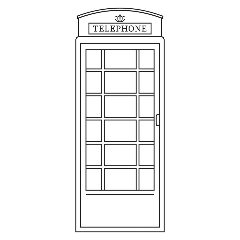 phone booth black outline icon, vector isolated illustration in doodle style