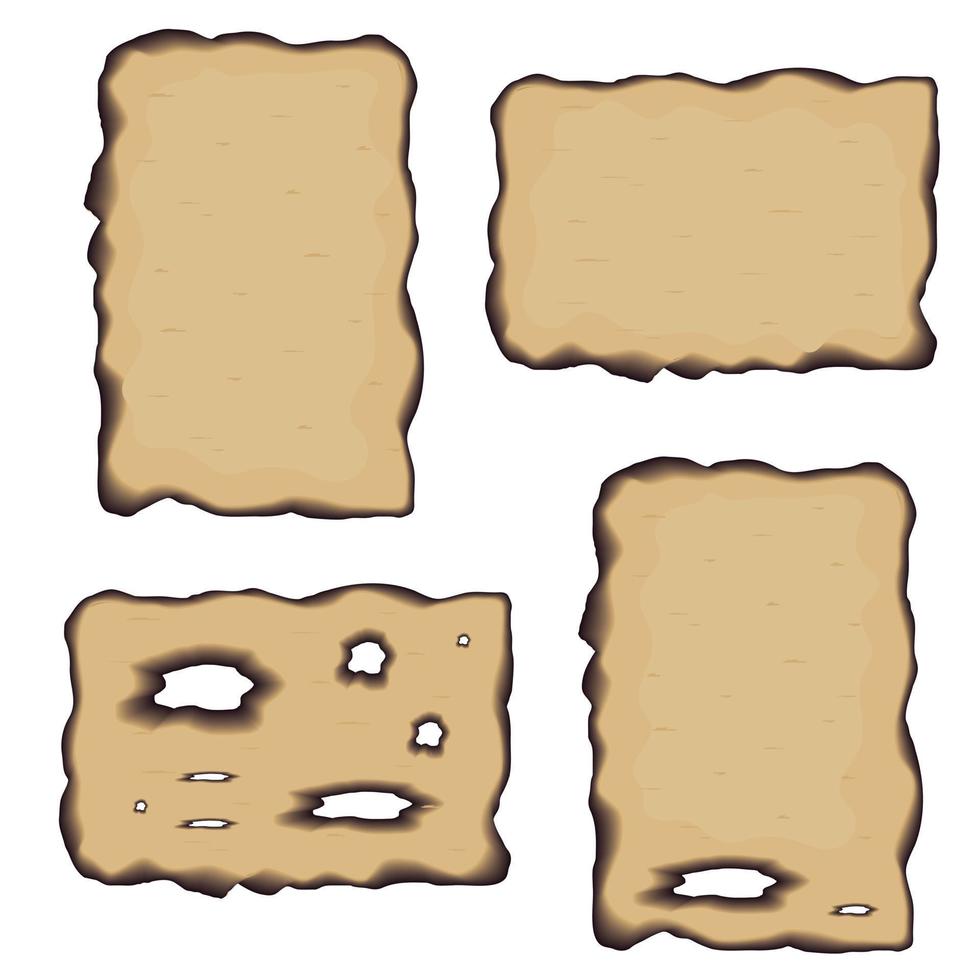 Burnt edges of papyrus, parchment, color vector isolated illustration
