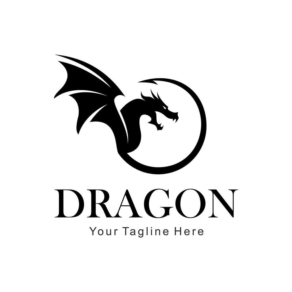 logotipo del dragón circular vector
