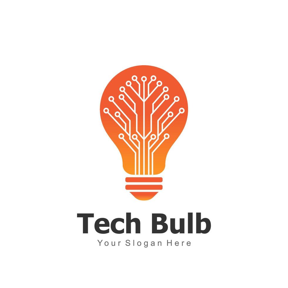 techno bulb idea logo vector