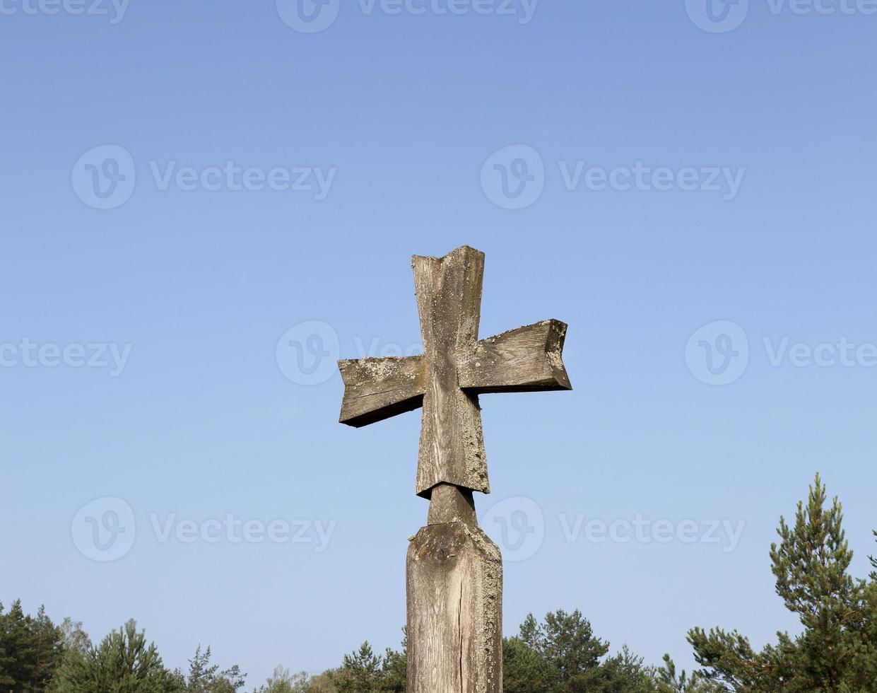 Religious wooden cross photo