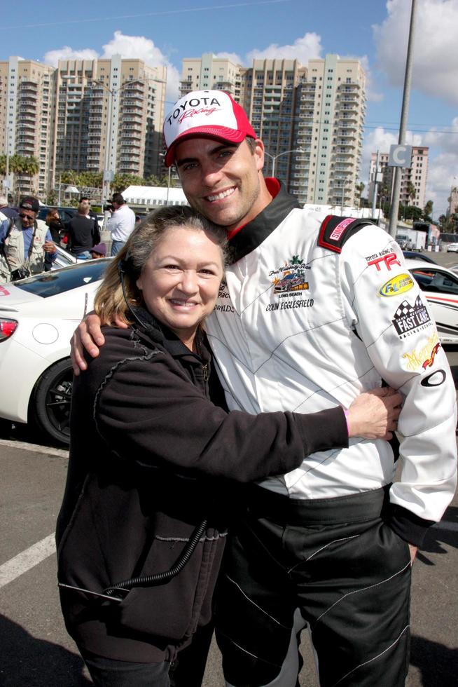 LOS ANGELES, APR 1 - Rita Tateel, Colin Egglesfield at the Toyota Grand Prix of Long Beach Pro Celebrity Race Press Day at Long Beach Grand Prix Raceway on April 1, 2014 in Long Beach, CA photo