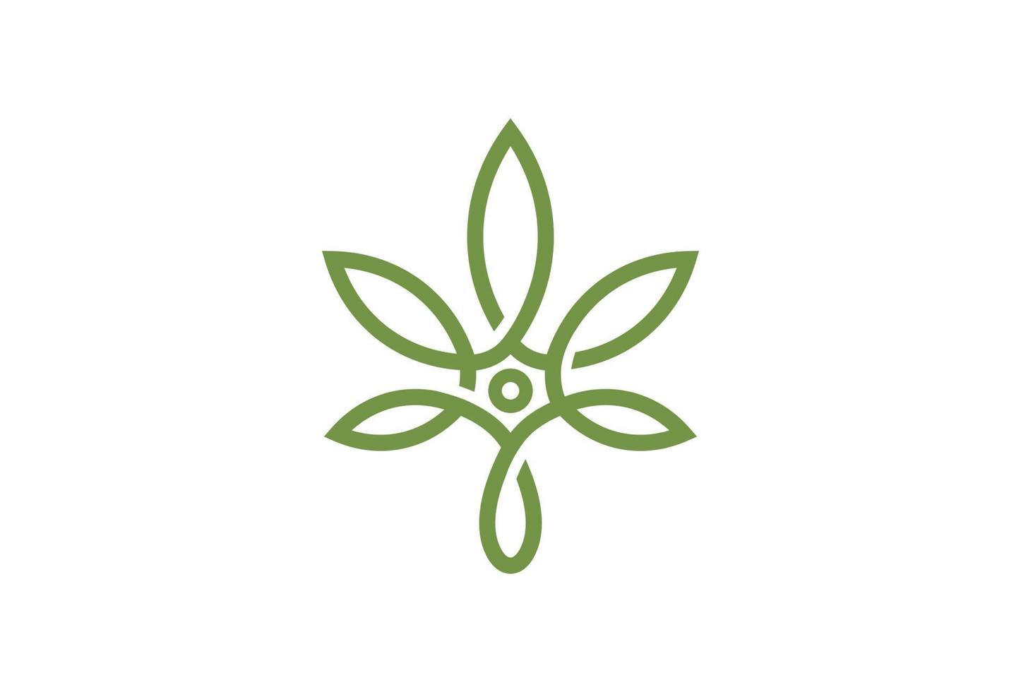 CBD Cannabis Marijuana Pot Hemp Leaf with Line Art style Logo design vector