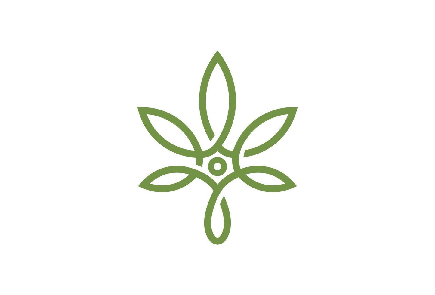 CBD Cannabis Marijuana Pot Hemp Leaf with Line Art style Logo design vector
