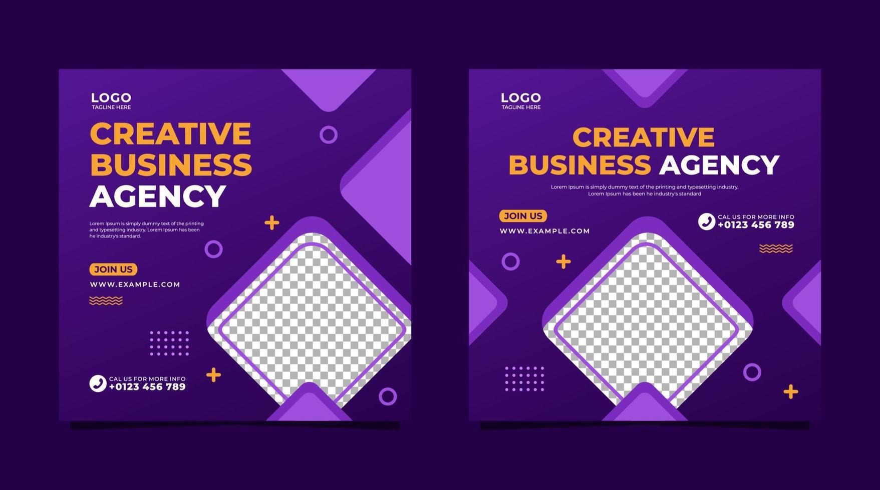 Creative business agency social media post template design vector