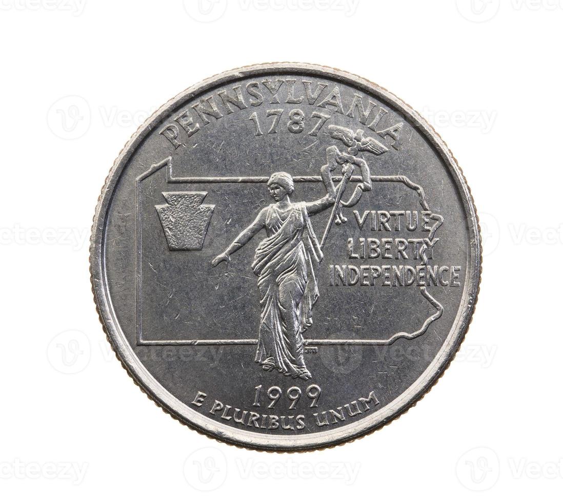coin in a quarter of the US dollar photo