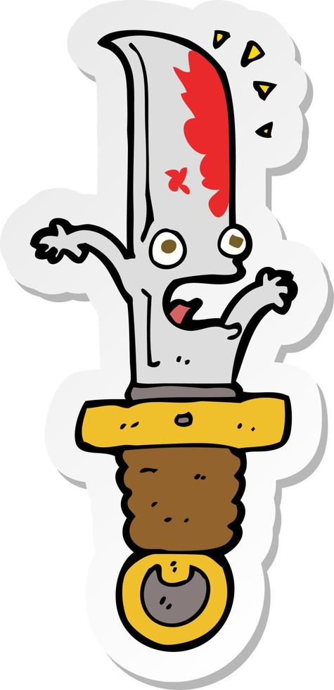 sticker of a cartoon frightened knife vector