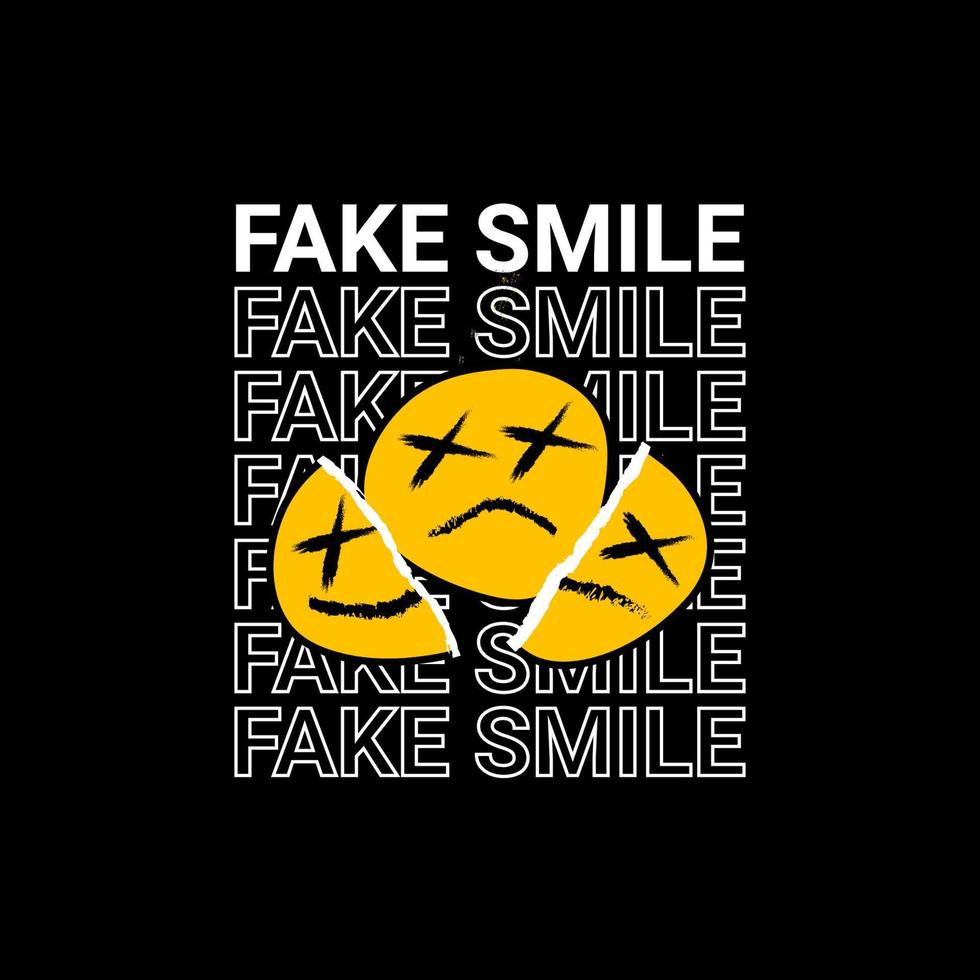 Fake smile writing design, suitable for screen printing t-shirts, clothes, jackets and others vector