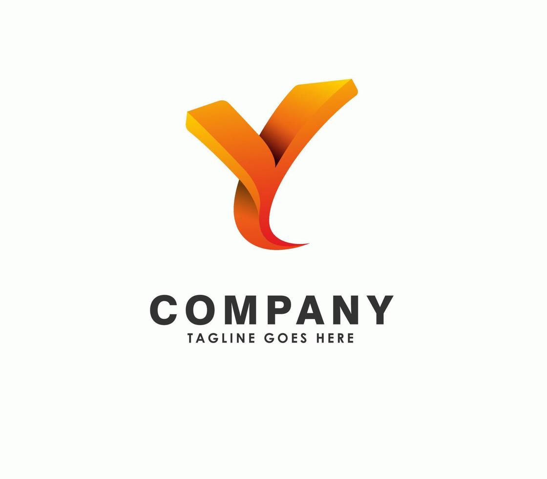 orange letter Y. three dimensional logo design template illustration vector