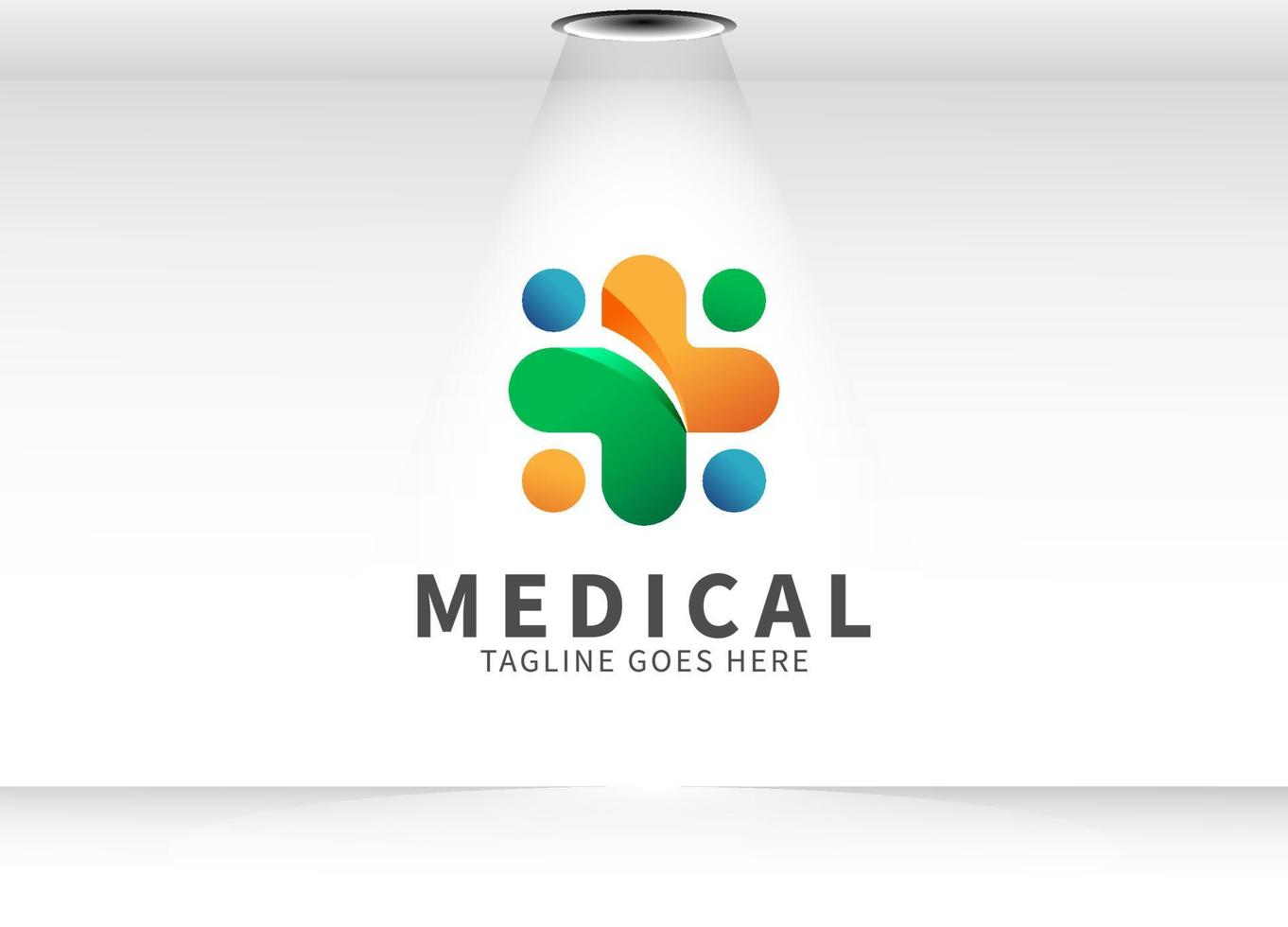 símbolo cruzado con punto como cabeza humana. logotipo utilizable para el médico. diseño de logotipo médico y de farmacia, ilustración de plantilla de diseño de logotipo de atención médica. vector