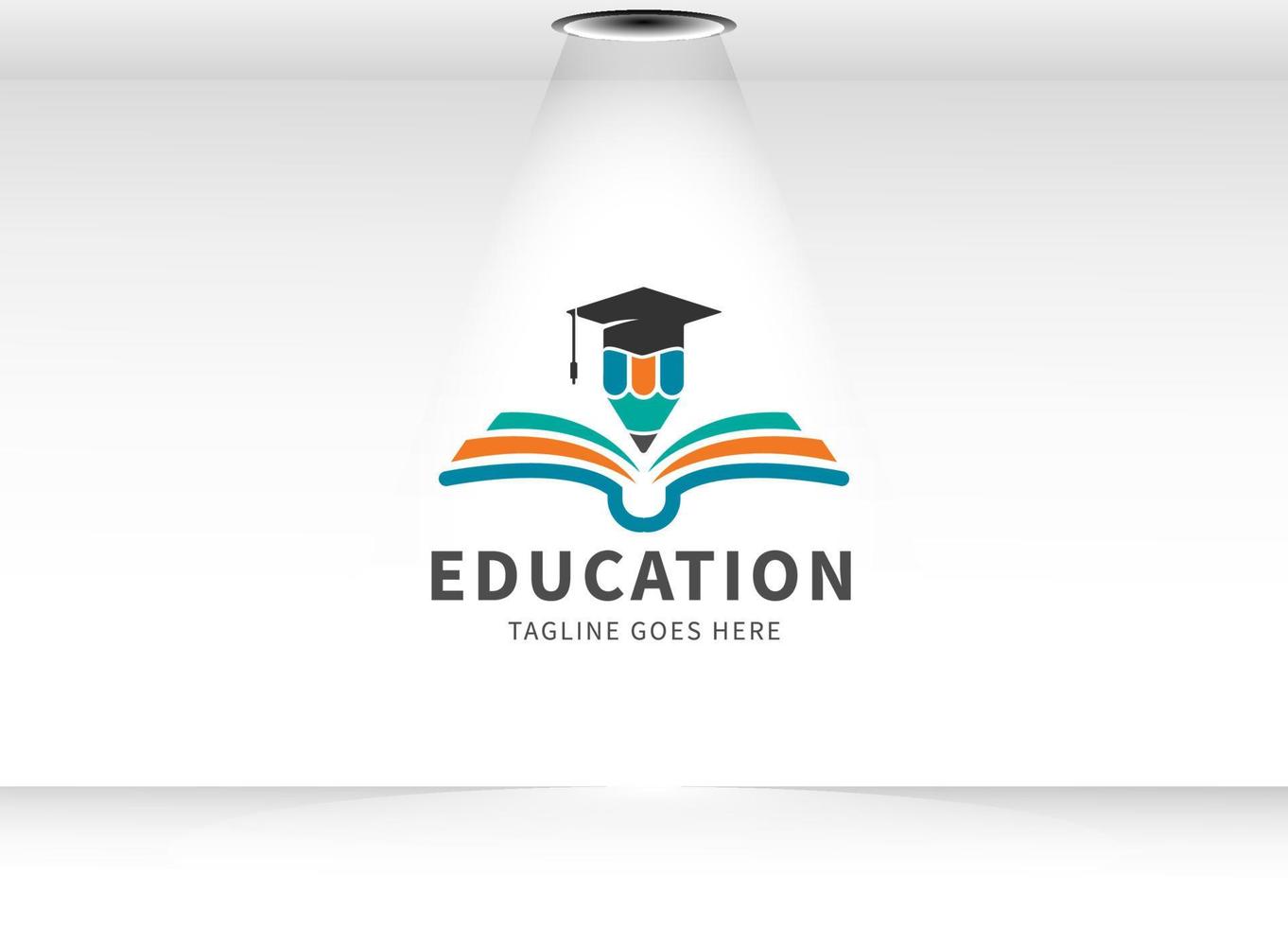 education logo design template. Open Book with Pencil And Graduation Hat Isolated on white background .vector logo design element for education. School. Course vector