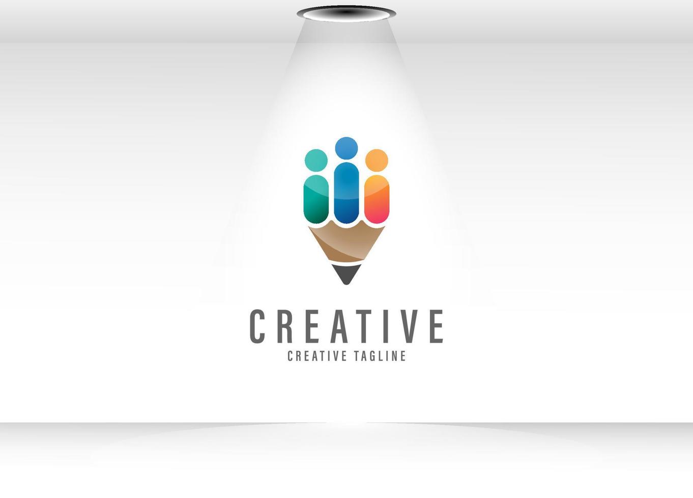 Creative People logo with pencil as a human diversity concept vector, human diversity logo vector idea