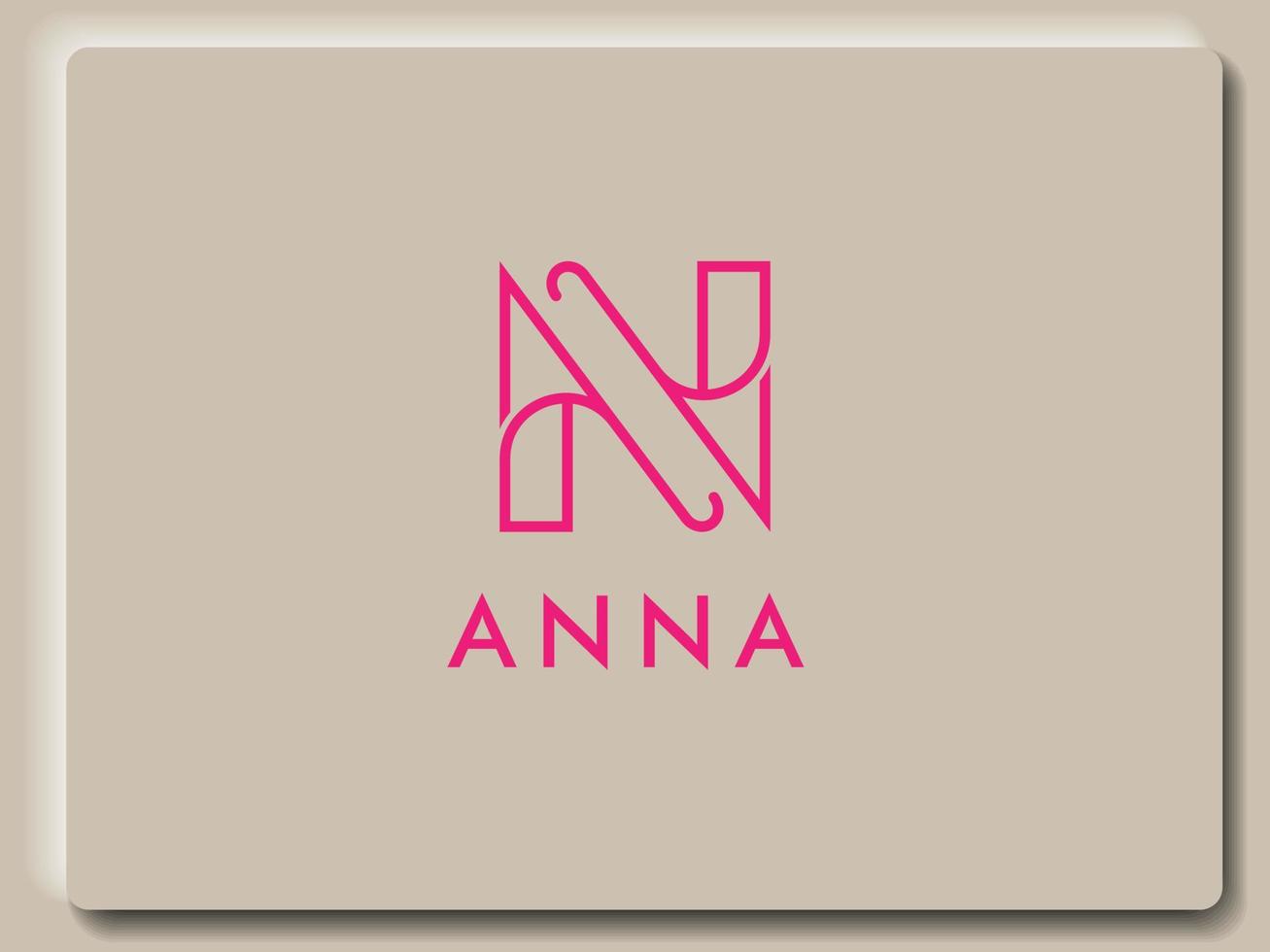 monogram letter a n or anna logo design template vector