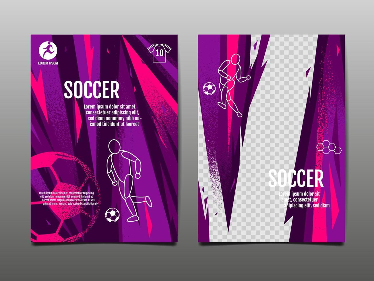 diseño de plantilla de diseño de fútbol, liga de fútbol, tono magenta púrpura, antecedentes deportivos vector