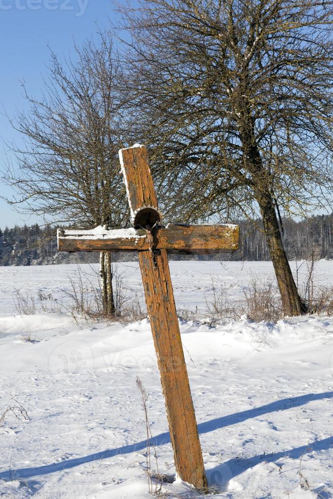 Religious wooden cross photo