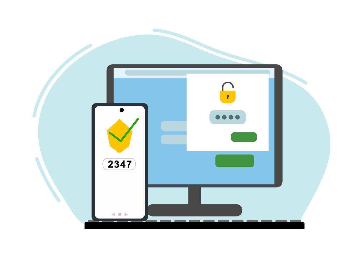 Seguridad de autenticación de dos factores. vector