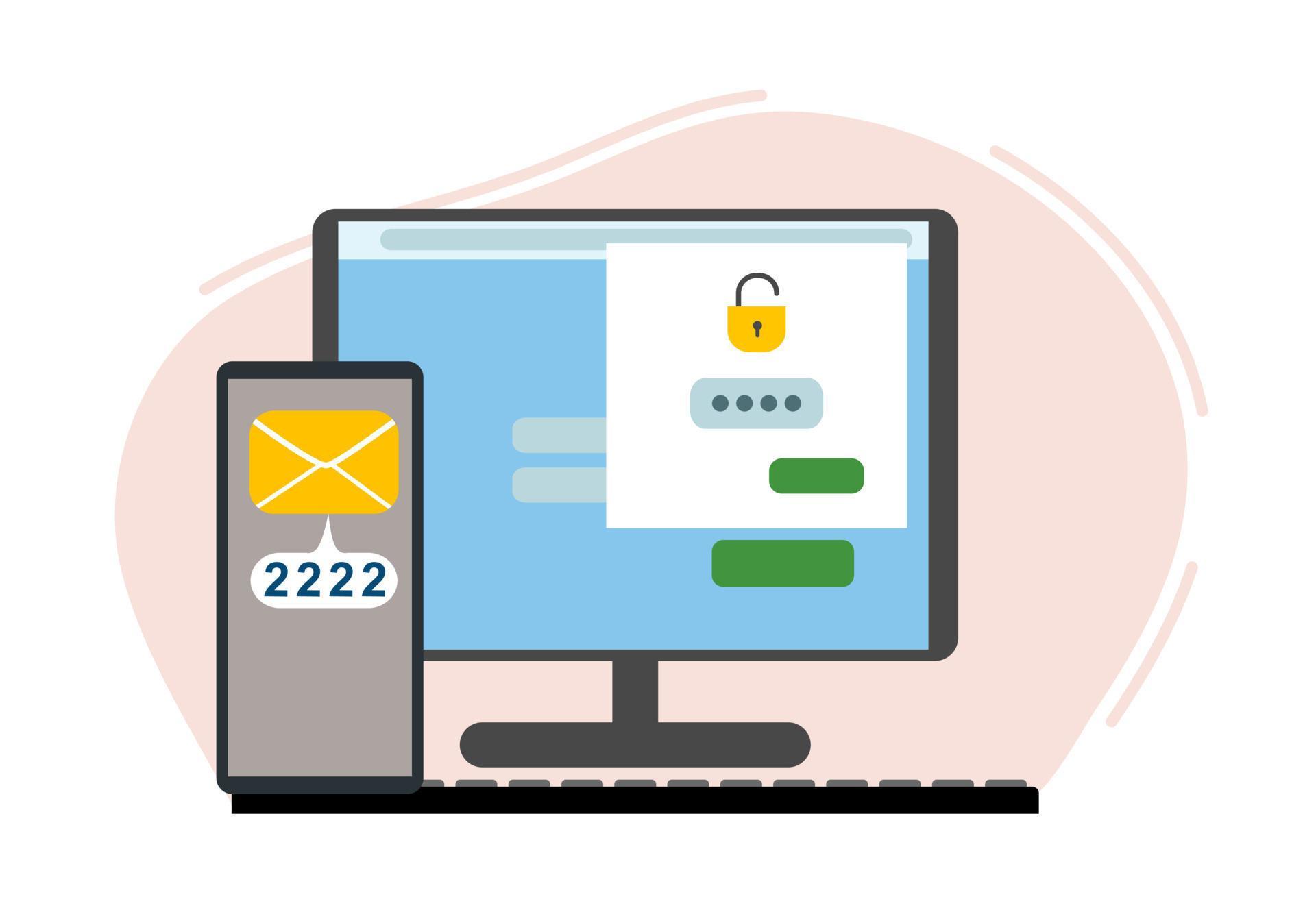 Two Factor Authentication Vector Two-factor authentication security. 9493289 Vector Art at Vecteezy