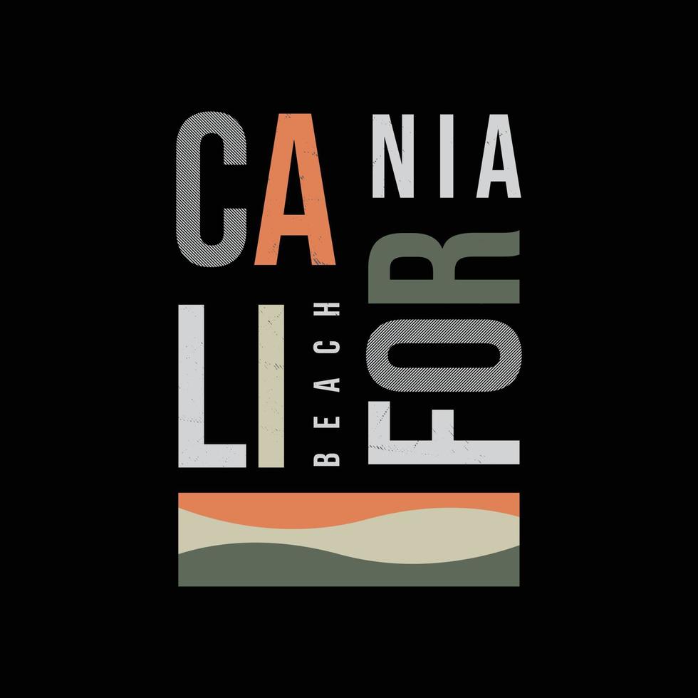 diseño de camiseta de vector de tipografía de california