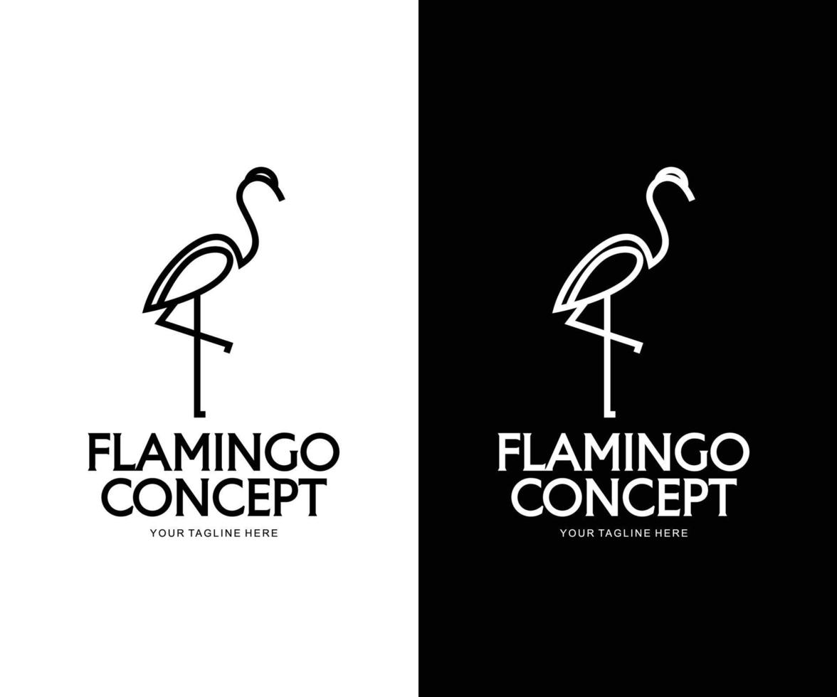 concepto de logotipo de línea de flamenco vector