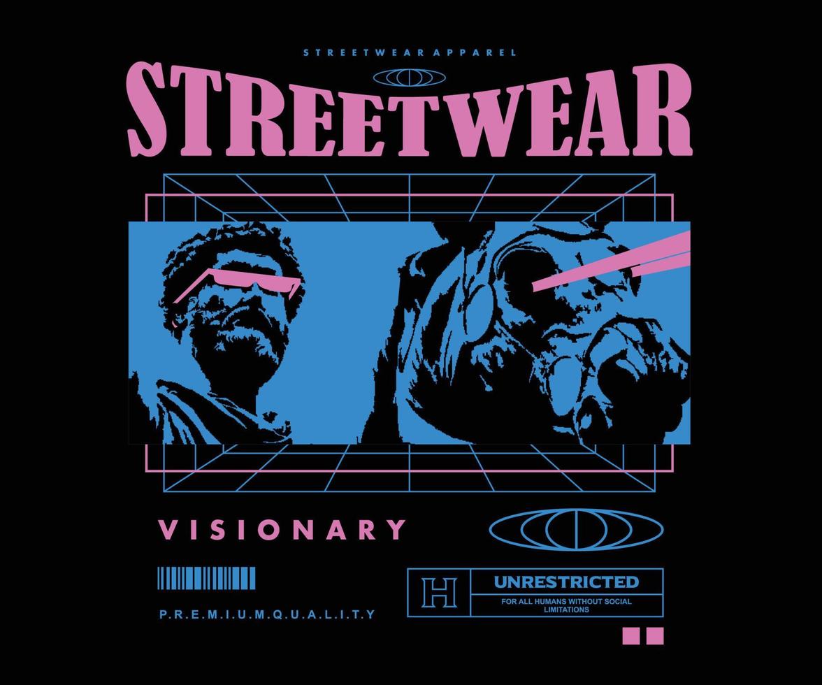 diseño gráfico estético de afiches retro para ropa de calle de camisetas y estilo urbano vector