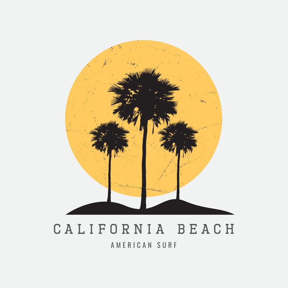 tipografía de ilustración de playa de california. perfecto para el diseño de camisetas vector
