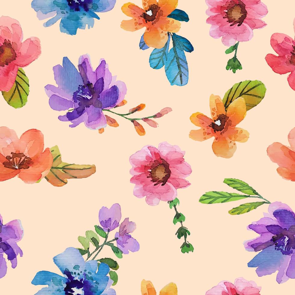 watercolor flower seamless pattern vector