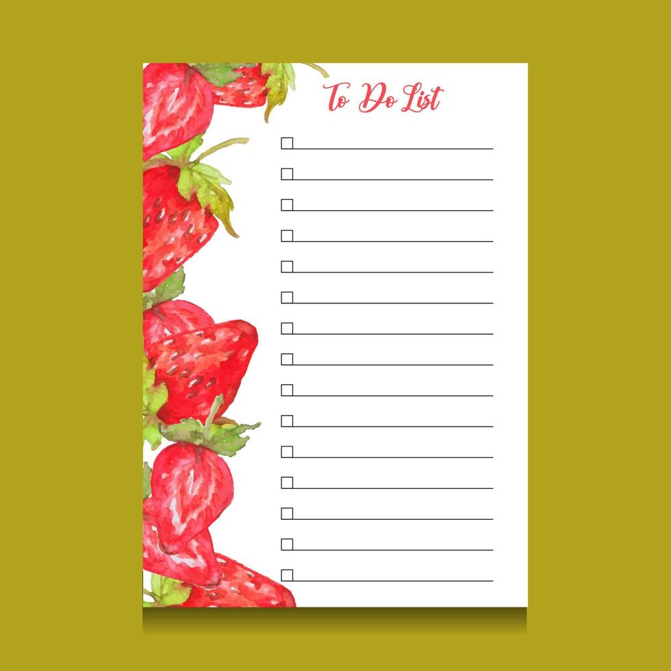 to do list template with watercolor illustration vector