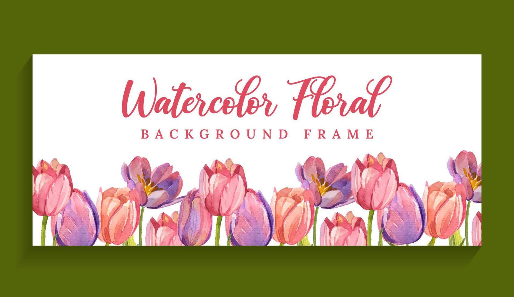 watercolor floral banner background frame vector