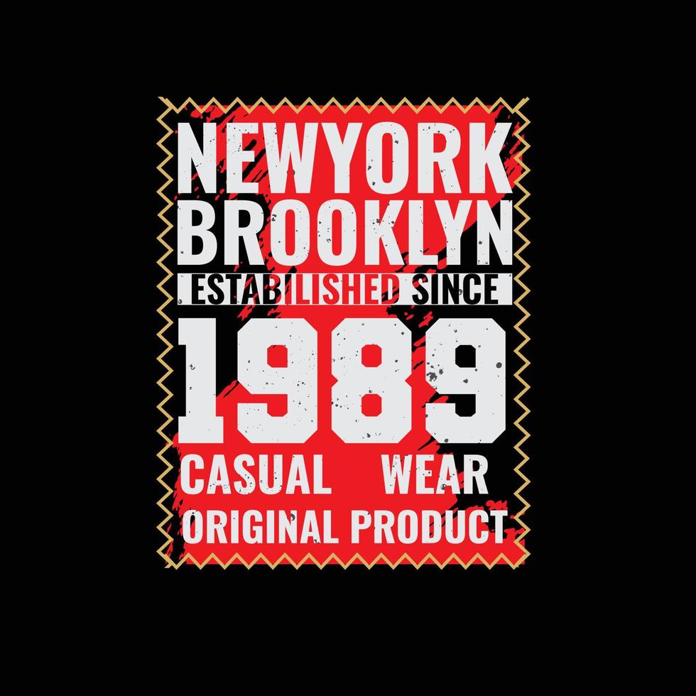 diseño de camiseta de vector de tipografía de brooklyn de nueva york