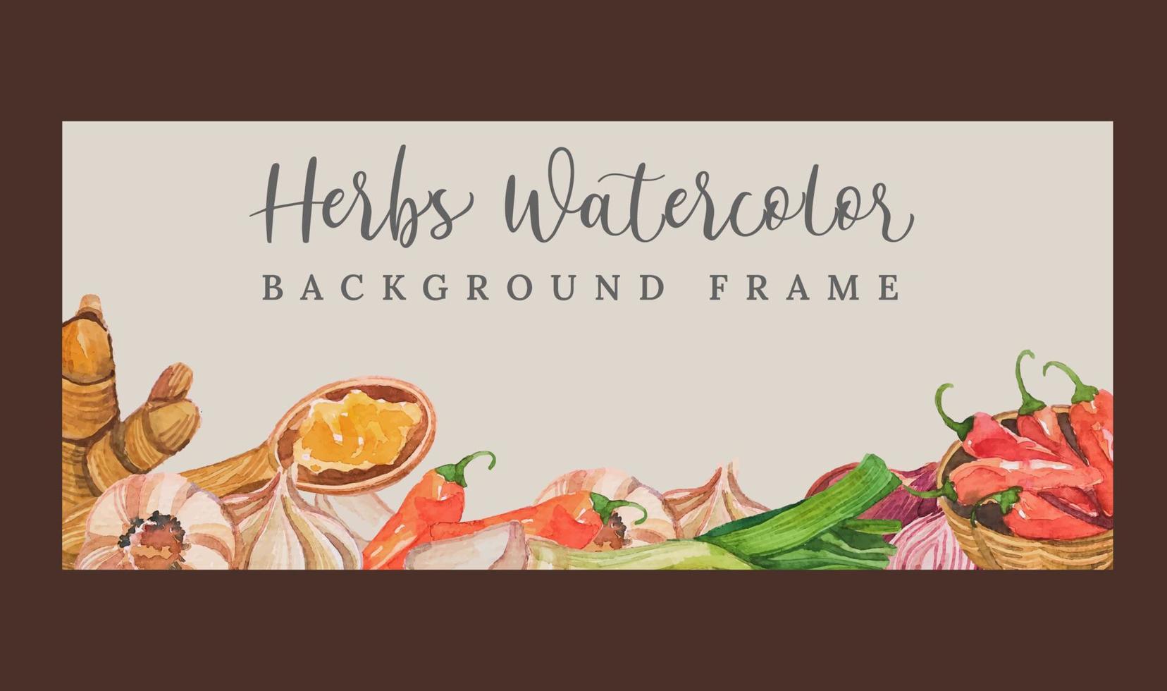 herb watercolor banner template vector