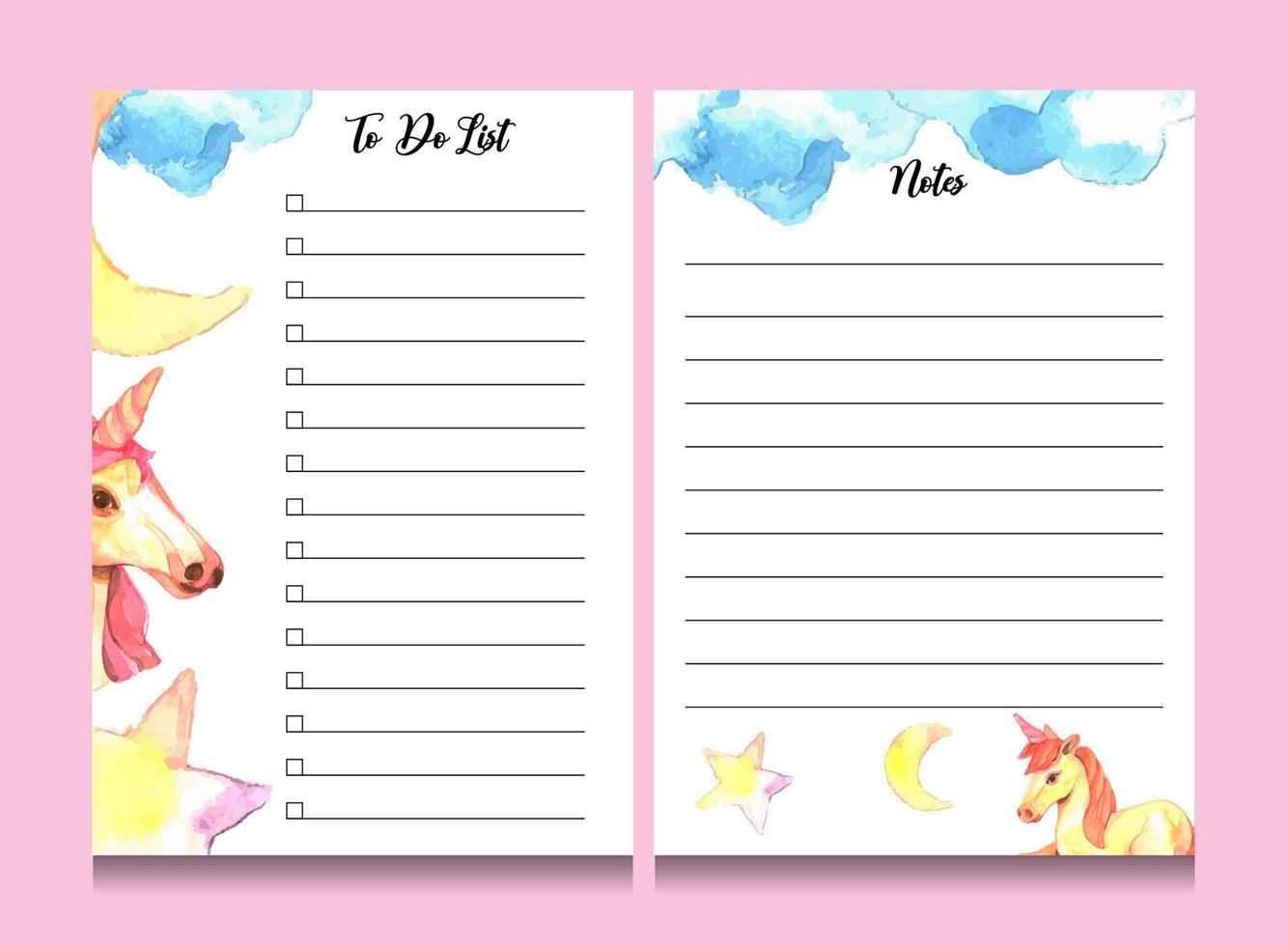 to do list template with watercolor illustration vector