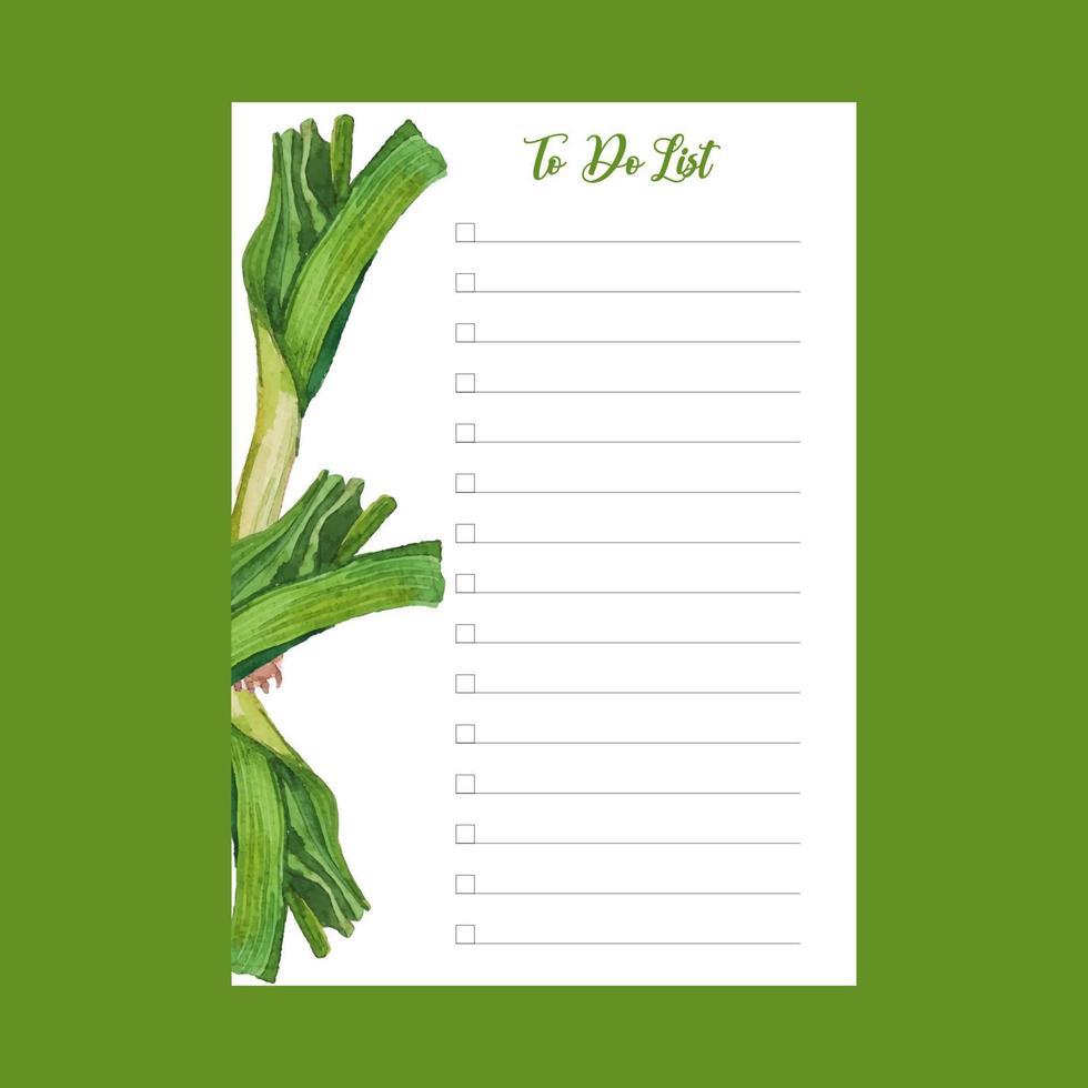 to do list template with watercolor illustration vector