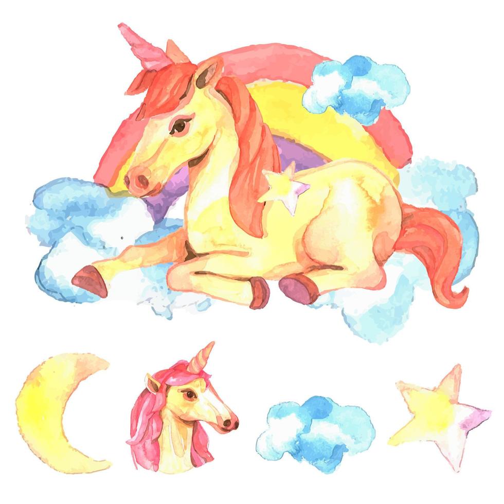 unicorn vector watercolor illustration