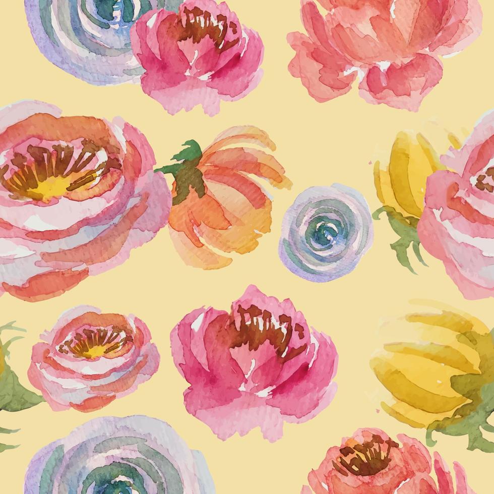seamless pattern watercolor floral vector