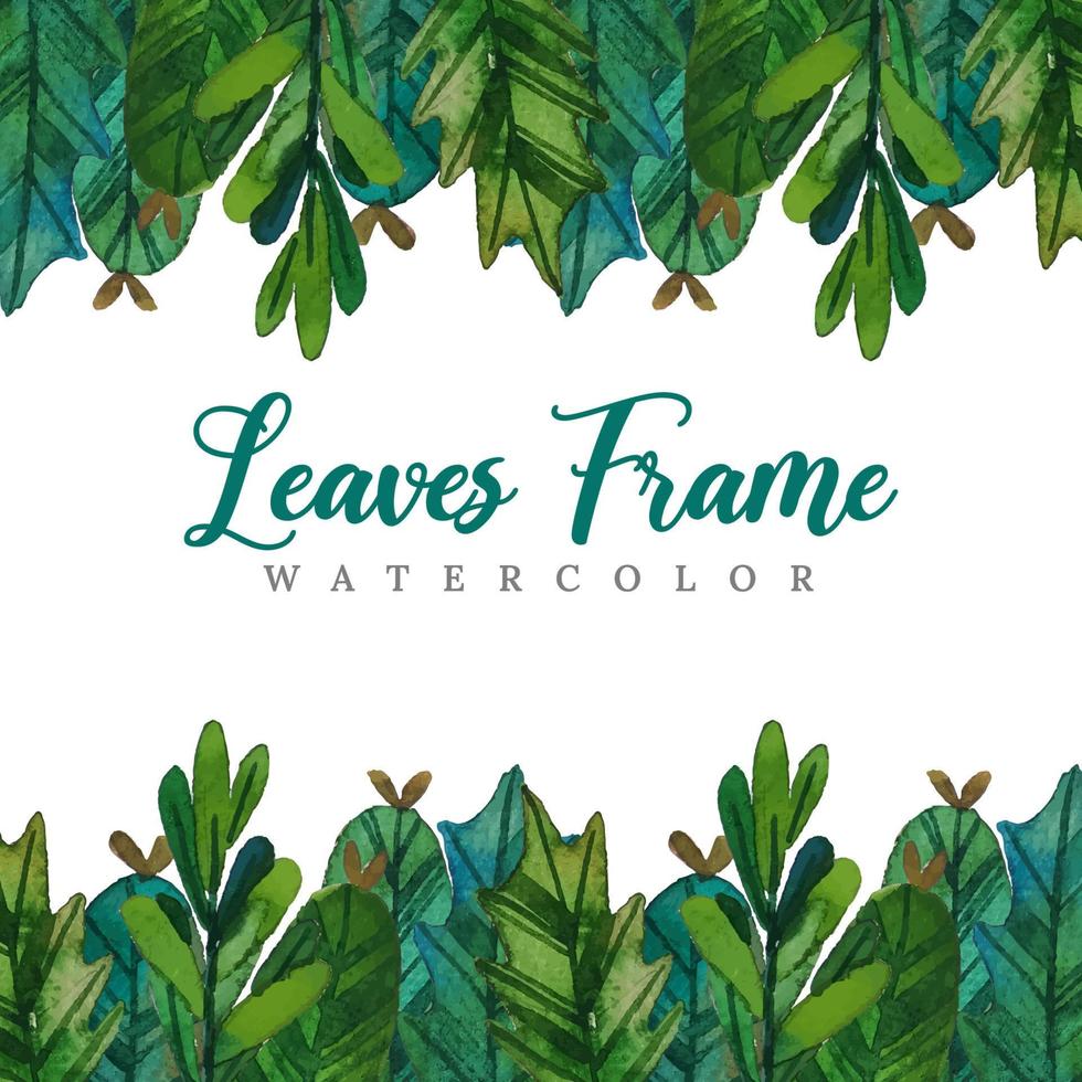 leaves frame bacground watercolor template vector