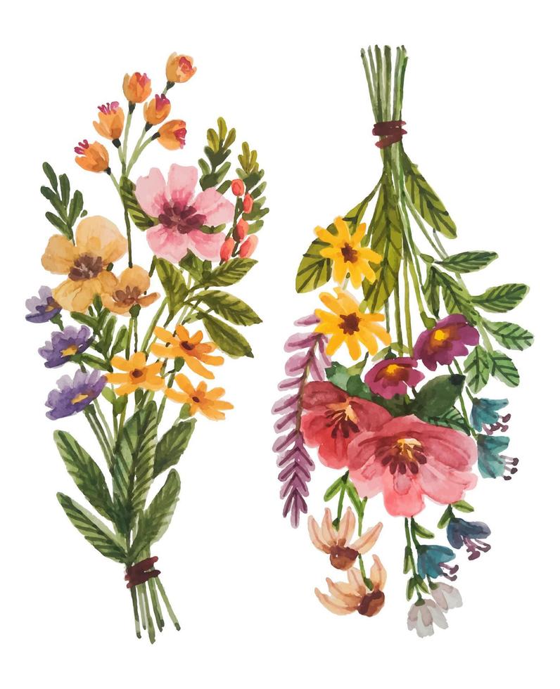 flower bouquet watercolor hand painted vector