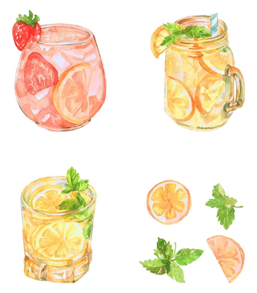 lemonade watercolor clipart vector